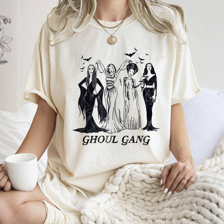 Ghoul Gang Retro Halloween T-shirt Black Print