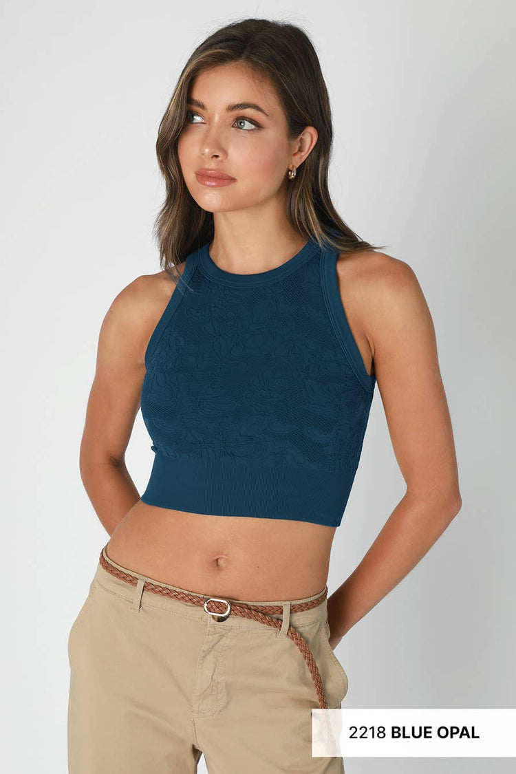 Lace High Neck Crop