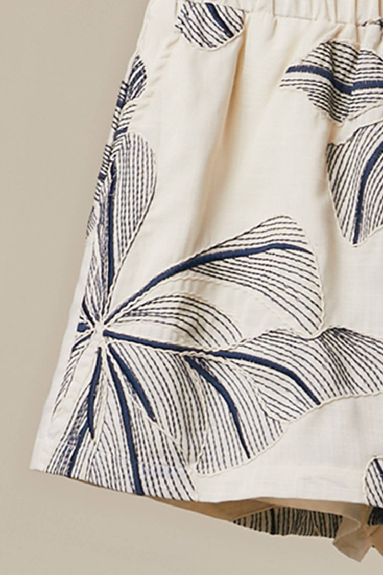 Floral Print Elastic Waist Shorts