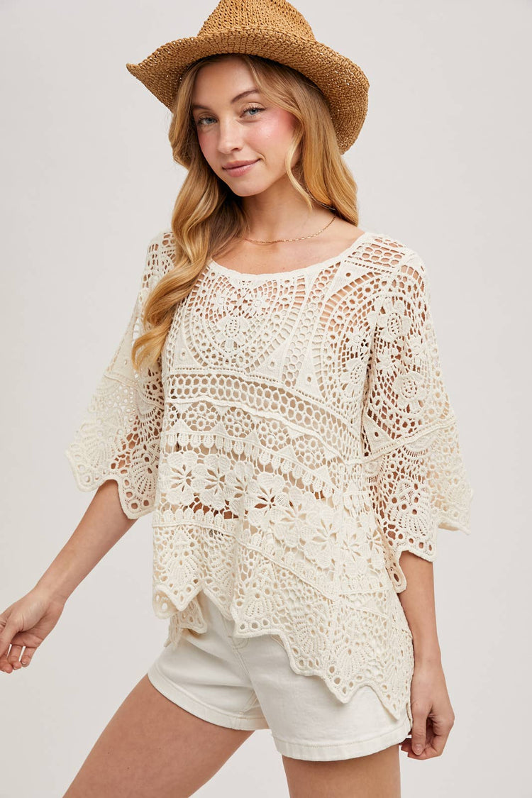 Sheer CROCHET TOP WITH NO LINING