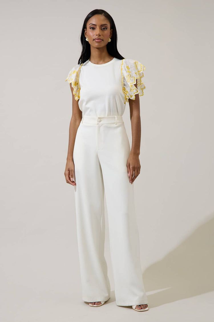 Keny Eyelet Ruffle Knit Top