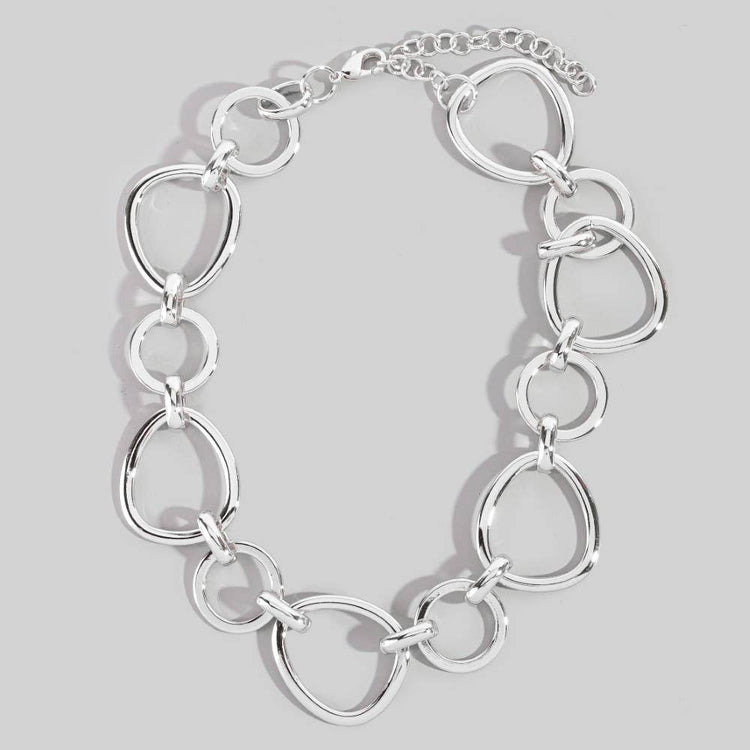 Mixed Large Hoop Chain Statement Necklace