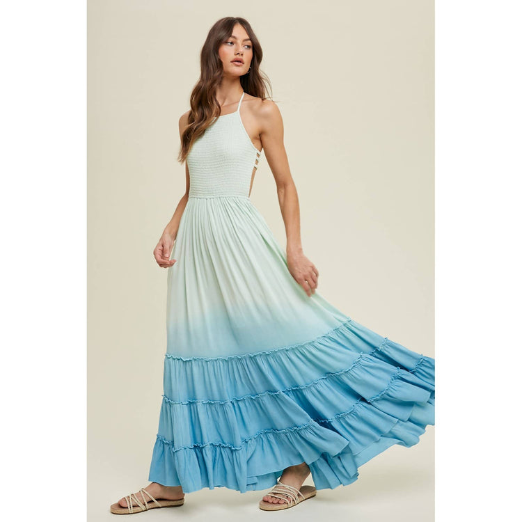 OMBRE OPEN BACK MAXI DRESS