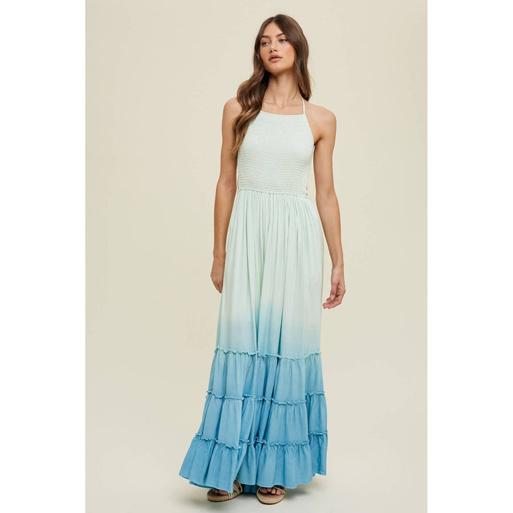 OMBRE OPEN BACK MAXI DRESS