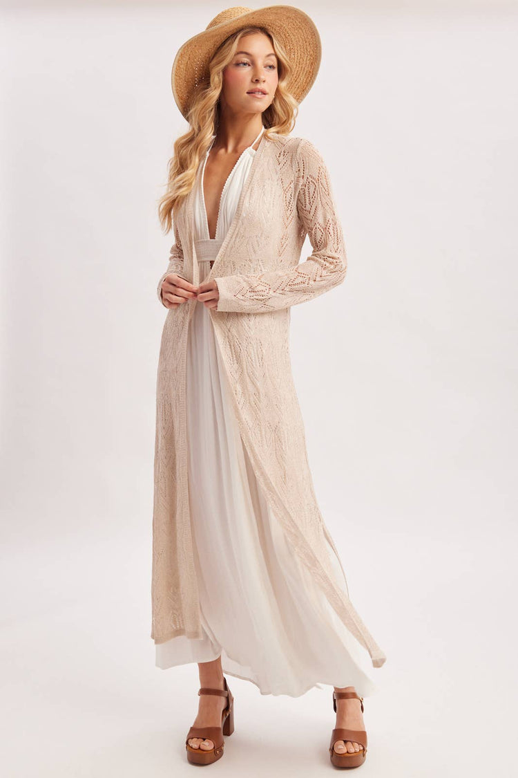 OPEN-KNIT MAXI LONGLINE CARDIGAN