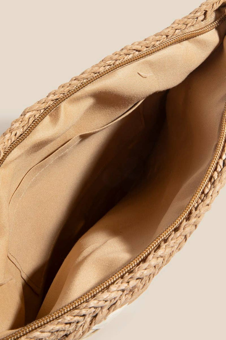 Two Tone Braided Zippered Clutch Bag