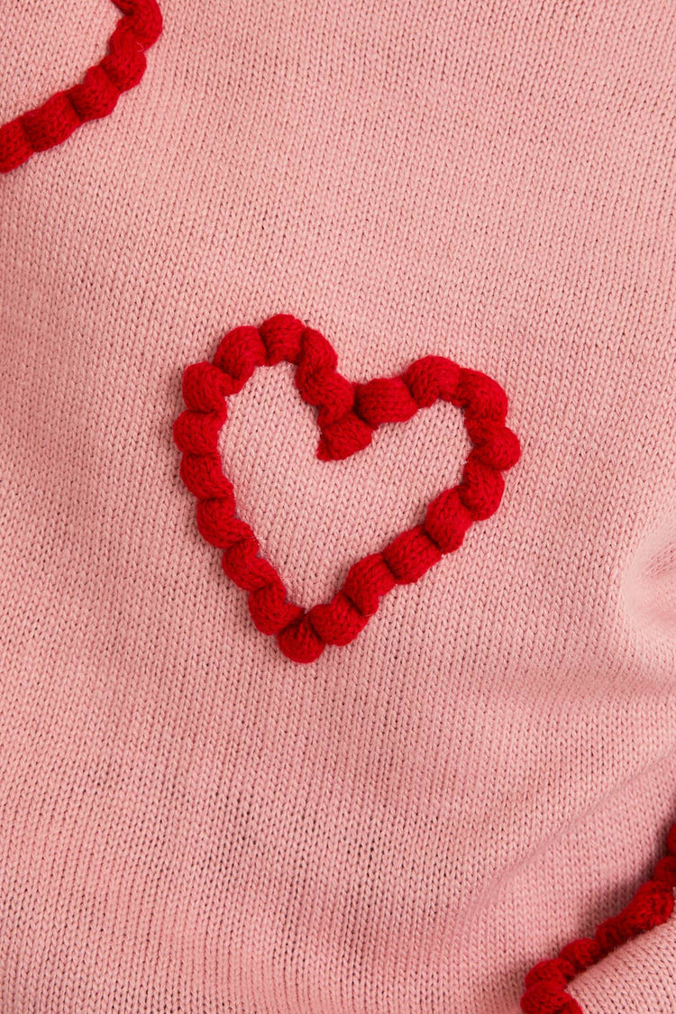 ROUND NECK OVERSIZED HEART SWEATER TOP