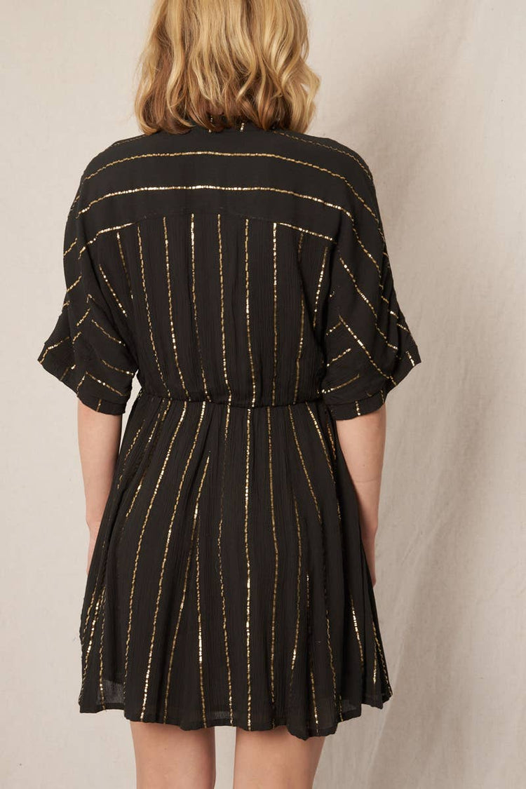 Sequin Stripe Kimono Sleeve Mini Dress