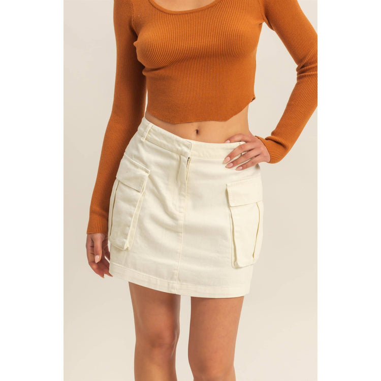 Mineral Washed Cargo Mini Skirt