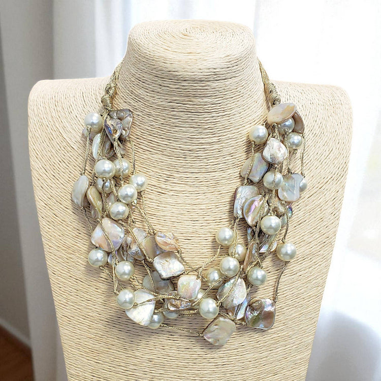 Chunky Shell Necklace | Pearl | Coastal | Statement Jewelry