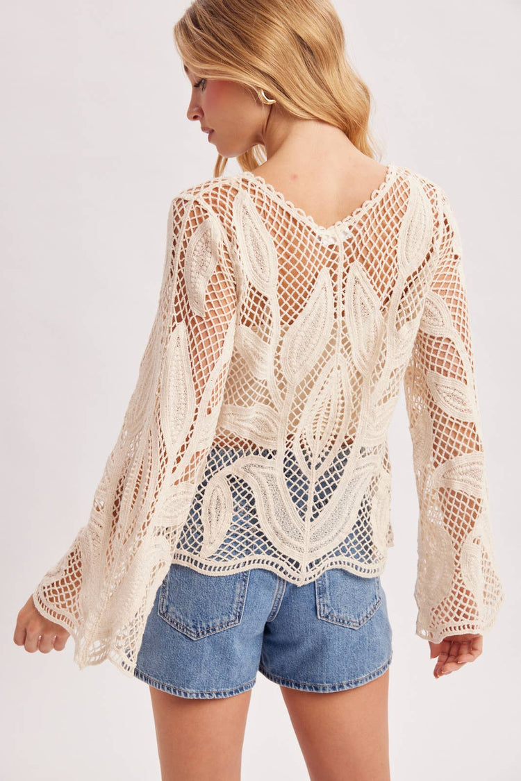 OPEN-WORK SCALLOPED HEM CROCHET TOP