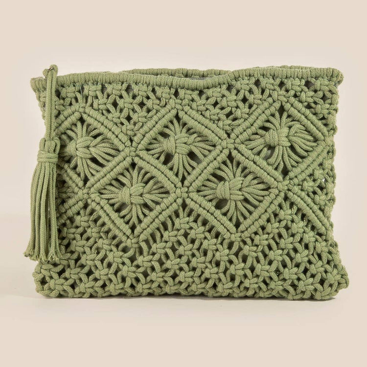 Crochet Clutch Tassel Bag
