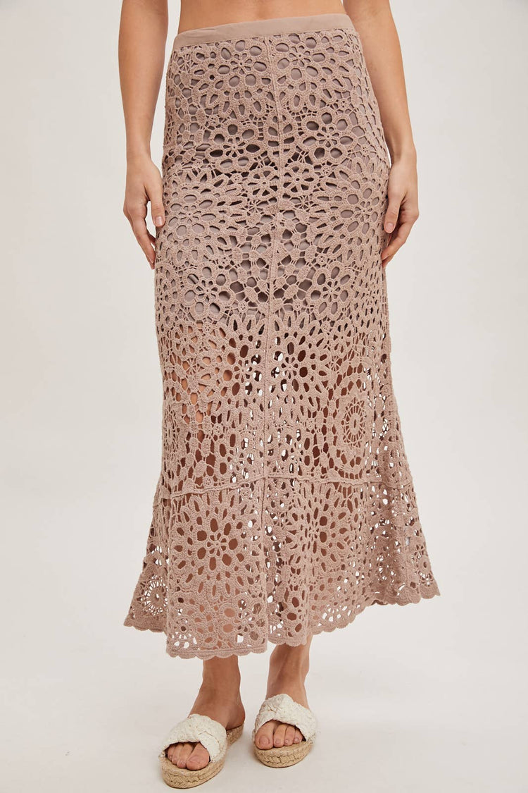 CROCHET MIDI SKIRT WITH LINING