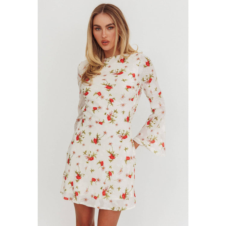LONG SLEEVE FLORAL MINI DRESS