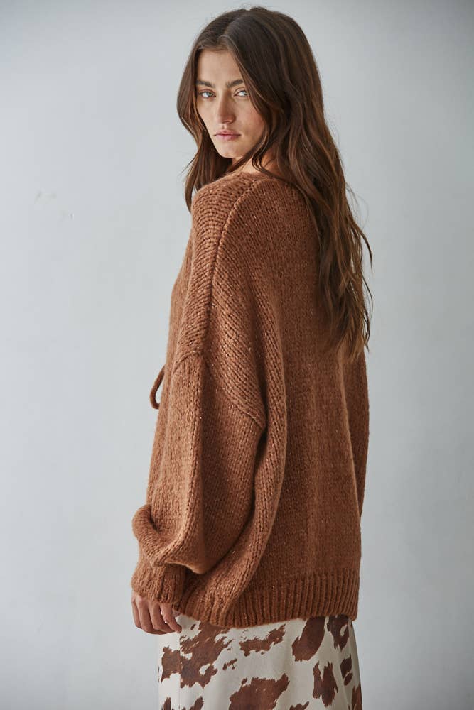 Knit Sweater Tie Front Long Sleeve Cardigan Top