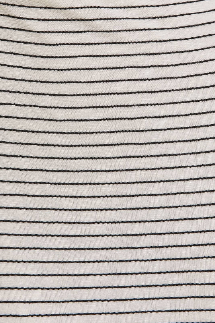 V-NECK SHORT SLEEVE STRIPE DRESS