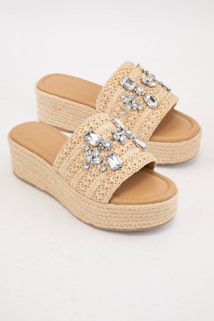 Rhinestone Monaco Embellished Raffia Sandal