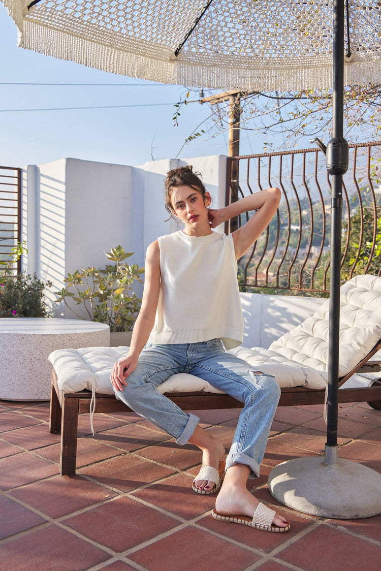 Sweaters Vest Top With Back Bow Ties
