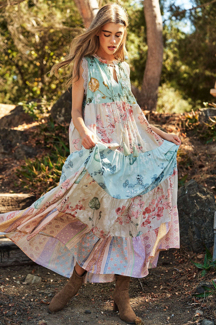Floral Lace Edge Maxi Dress