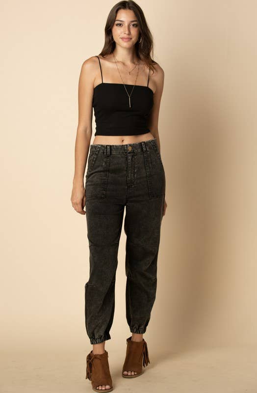Mid Rise Cropped Jogger Vintage Wast