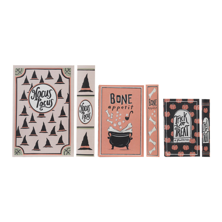 MDF & Canvas Book Storage Boxes with Halloween Prints, Set of 3 ©