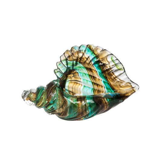 Glass Teal Gold Conch Shell