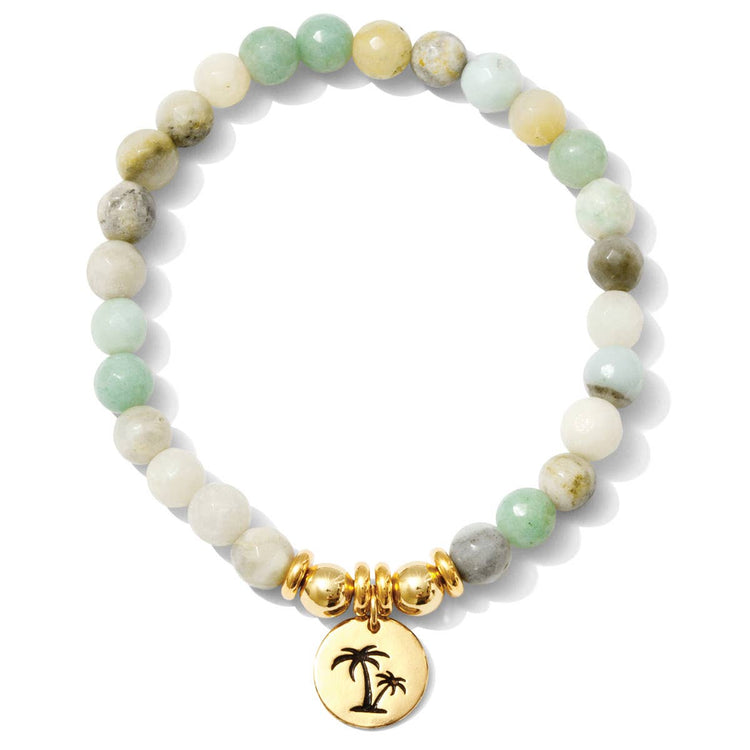 Palm Tree Stone Stretch Bracelet
