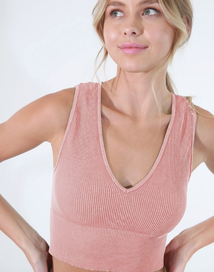 Vintage Plunge V-Neck Crop Top
