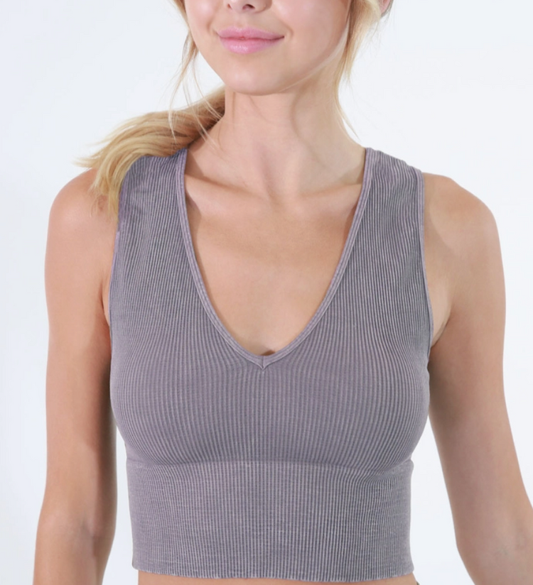 Vintage Plunge V-Neck Crop Top