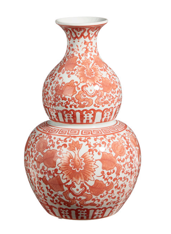 Orange Chinoiserie Vase