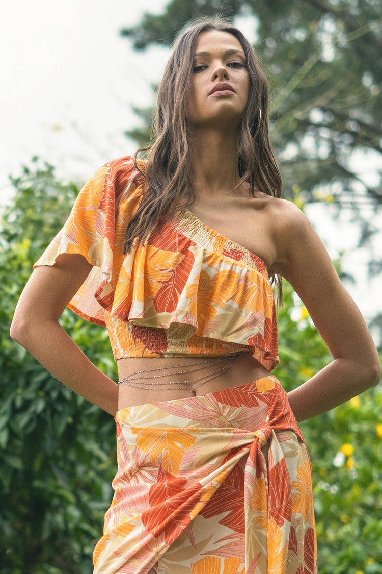 Printed One Shoulder Top