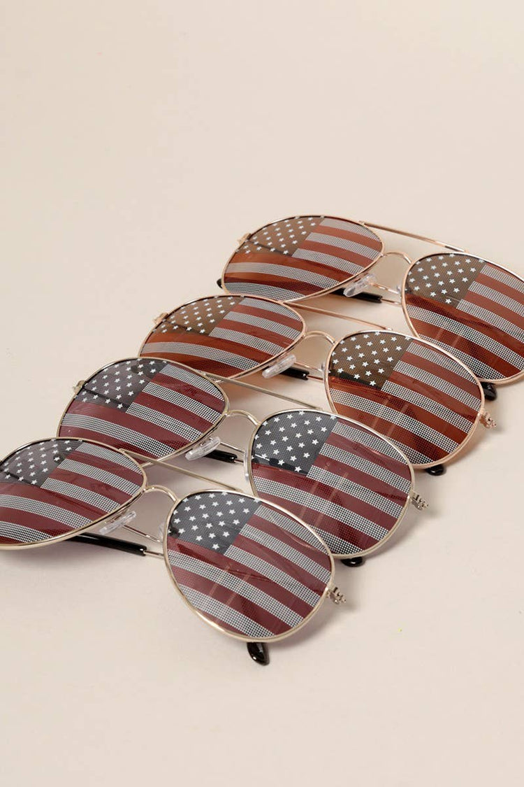 USA American Flags Aviator Sunglasses