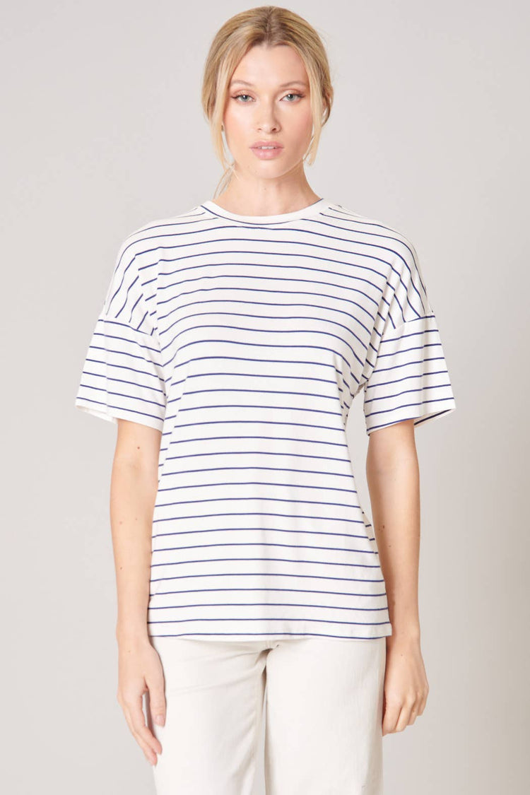 Striped Everyday Short Sleeve Jersey Knit T Shirt