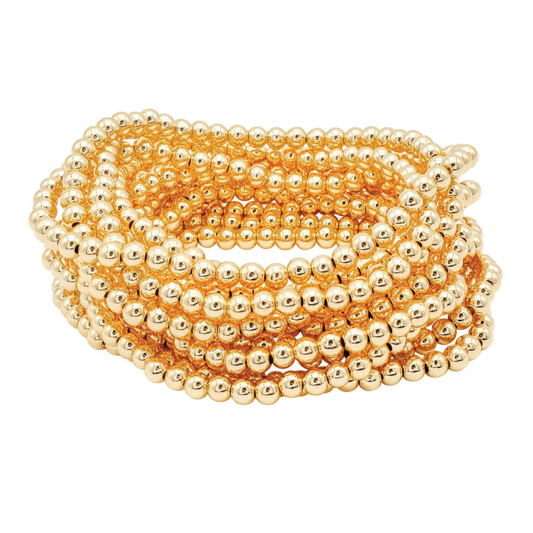 Gold 4mm Bead Stretch Bracelets
