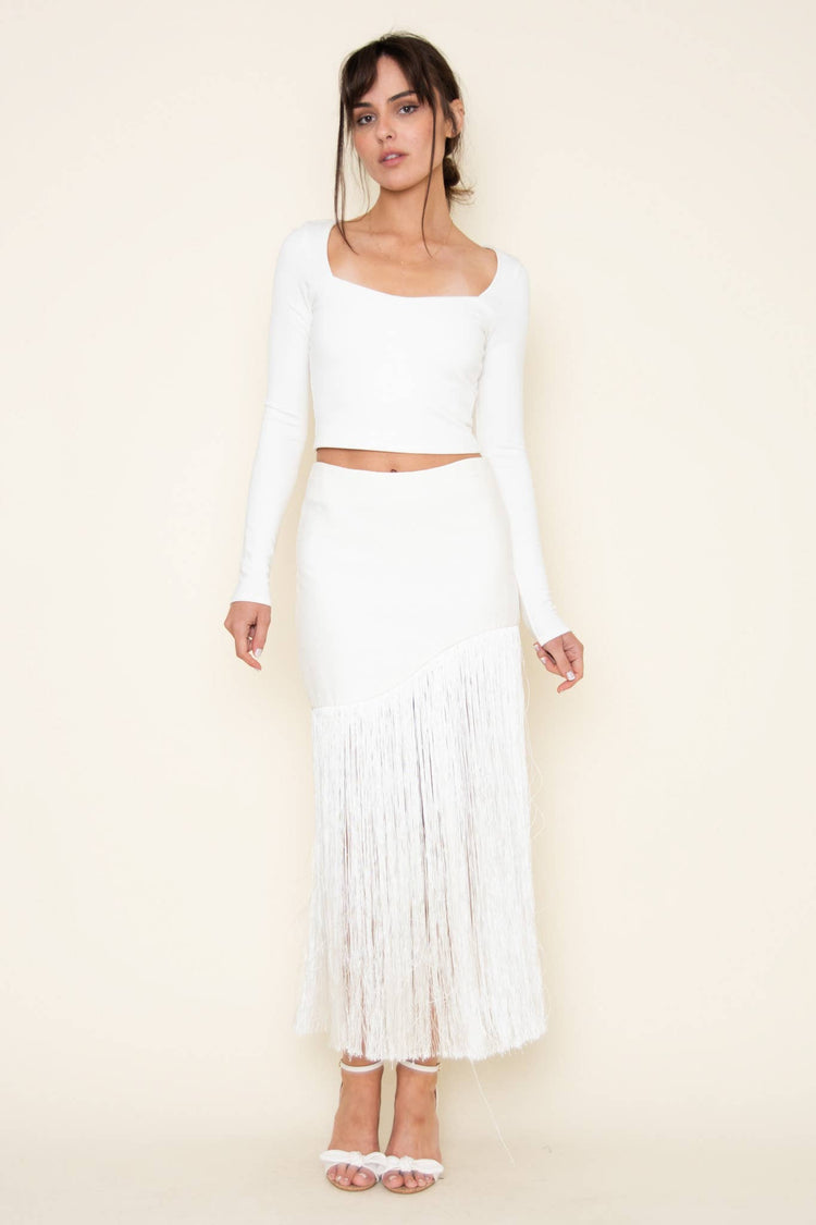Fringe Maxi Skirt