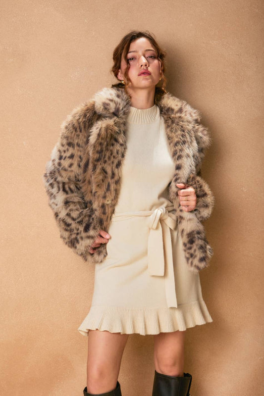 Animal Print Faux Fur Jacket