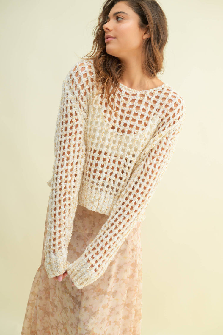 OPEN WEAVED LIGHTWEIGHT SWEATER