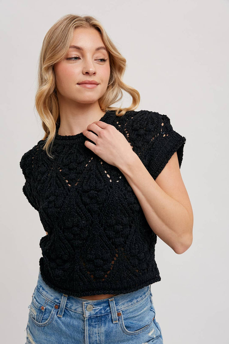 Knit Sweater Short Sleeve Pullover