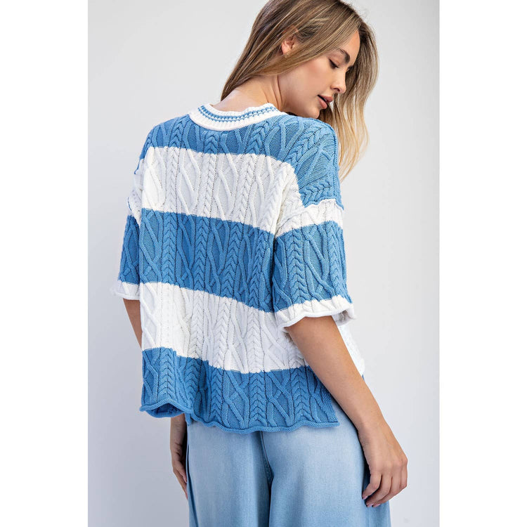 OVERSIZED WIDE STRIPE SWEATER TOP