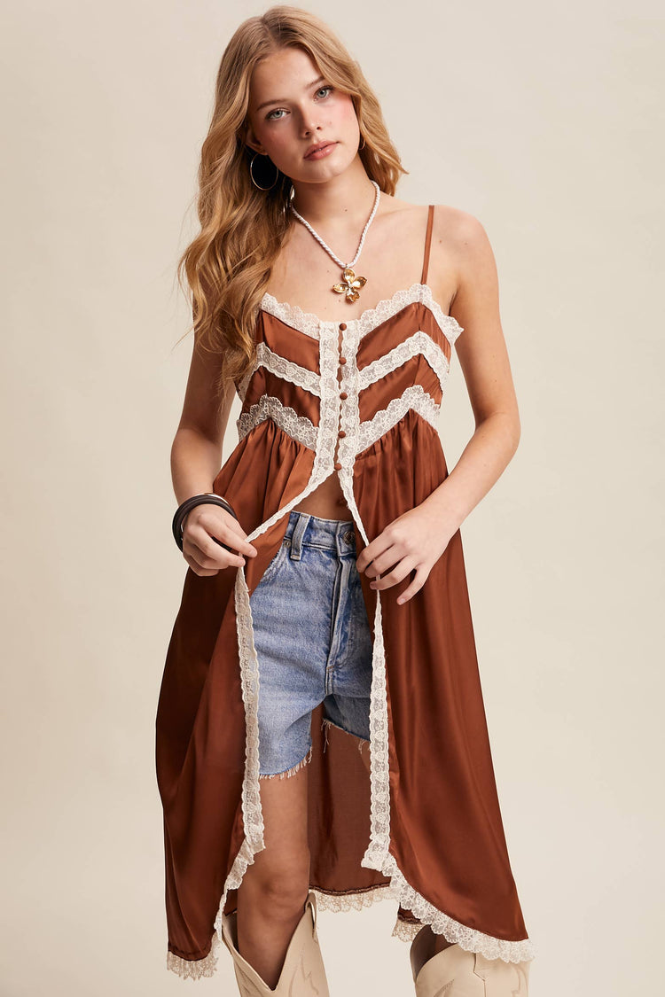 Lace Trim Maxi Cami Top