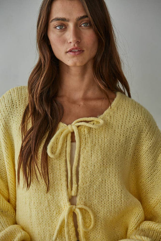 Knit Sweater Tie Front Long Sleeve Cardigan Top