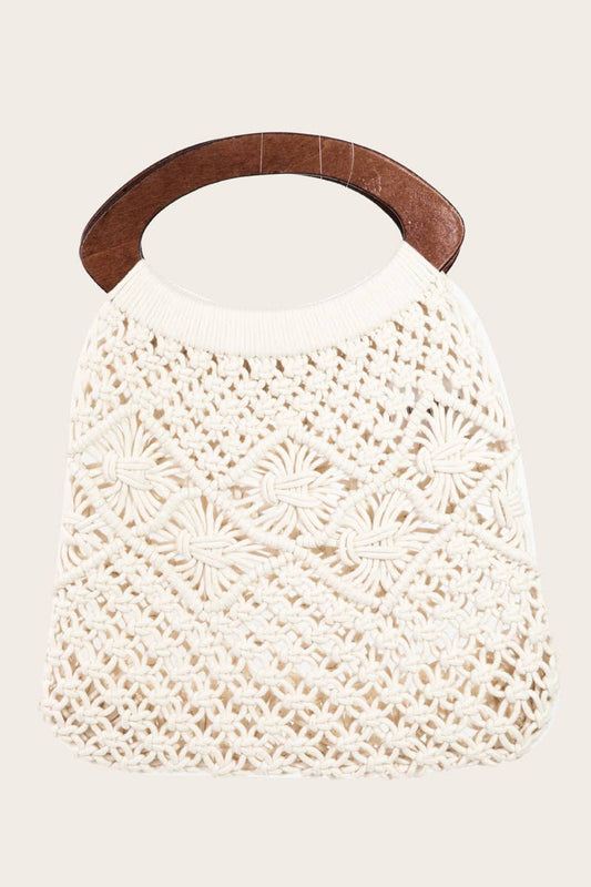 Braided Wooden Handle Handbag