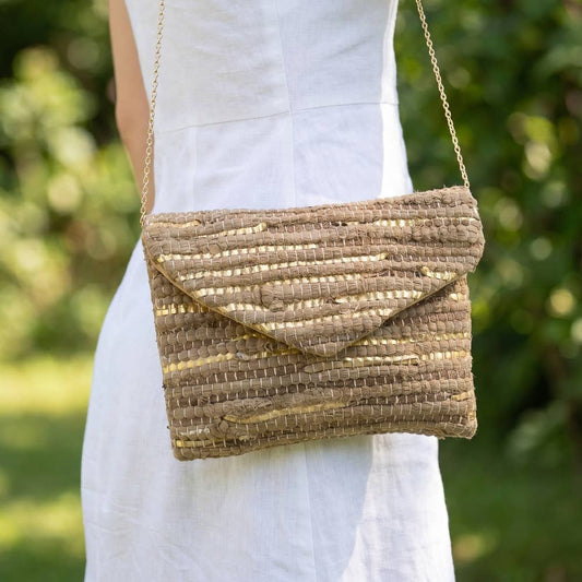 Woven Metallic Thread Envelope Clutch Bag