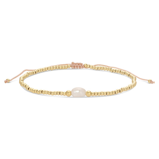 2Mm Adjustable Bracelet With Single Pearl