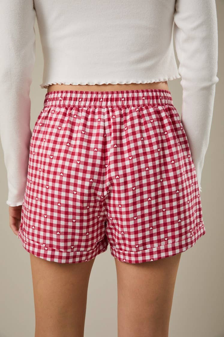 HEART & GINGHAM PRINT BOXER SHORTS