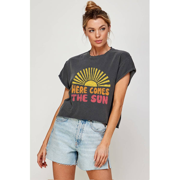 HERE COMES THE SUN   GRAPHIC CROP TOP
