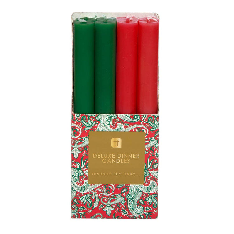 Inner Red and Green Dinner Candles | Christmas Décor |