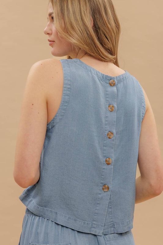 Button Detail Chambray Top