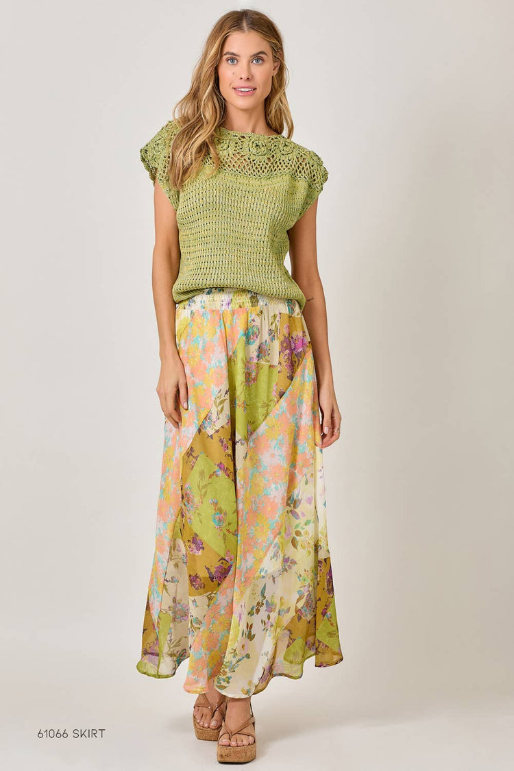 Floral Yoke Crochet Sweater