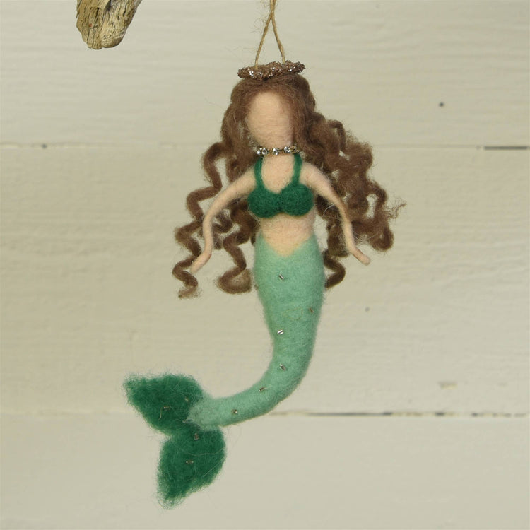 Mermaid Ornament, Felt - Green - Green